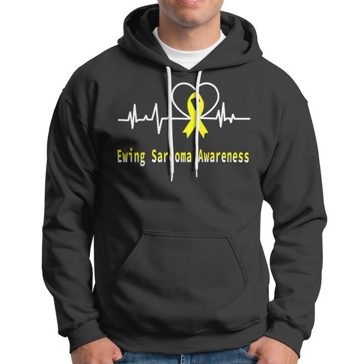 Ewings Sarcoma Awareness Heartbeat Yellow Ribbon Ewings Sarcoma Ewings Sarcoma Awareness Hoodie