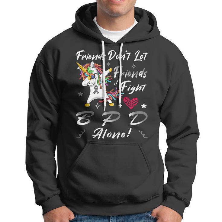 Friends Dont Let Friends Fight Borderline Personality Disorder Bpd Alone Unicorn Grey Ribbon Borderline Personality Disorder Bpd Awareness Hoodie