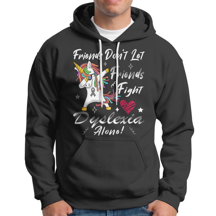 Friends Dont Let Friends Fight Dyslexia Alone Unicorn Grey Ribbon Dyslexia Dyslexia Awareness Hoodie