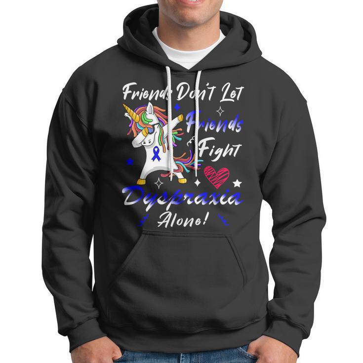 Friends Dont Let Friends Fight Dyspraxia Alone Blue Ribbon Unicorn Dyspraxia Dyspraxia Awareness Hoodie