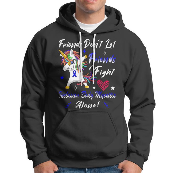 Friends Dont Let Friends Fight Ibm Alone Unicorn Blue Ribbon Inclusion Body Myositis Inclusion Body Myositis Awareness Hoodie