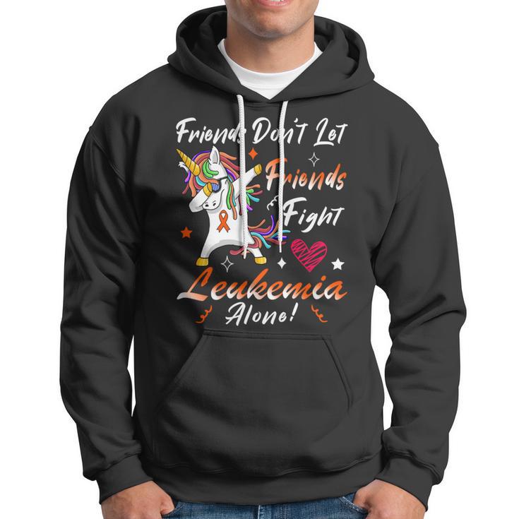 Friends Dont Let Friends Fight Leukemia Alone Unicorn Orange Ribbon Leukemia Leukemia Awareness Hoodie