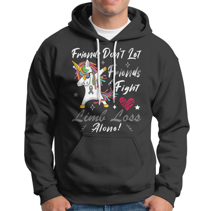 Friends Dont Let Friends Fight Limb Loss Alone Unicorn Grey Ribbon Limb Loss Limb Loss Awareness Hoodie