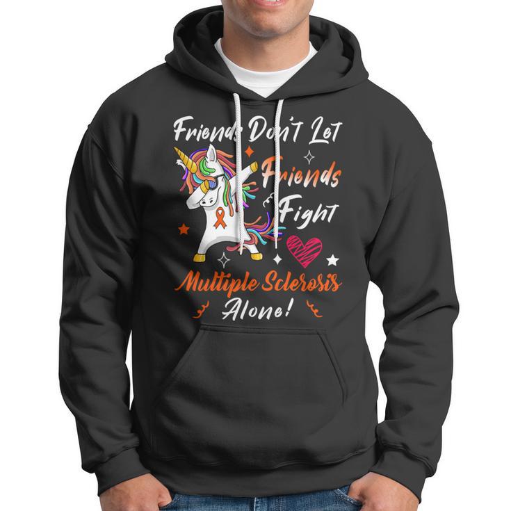 Friends Dont Let Friends Fight Multiple Sclerosis Alone Unicorn Orange Ribbon Multiple Sclerosis Multiple Sclerosis Awareness Hoodie