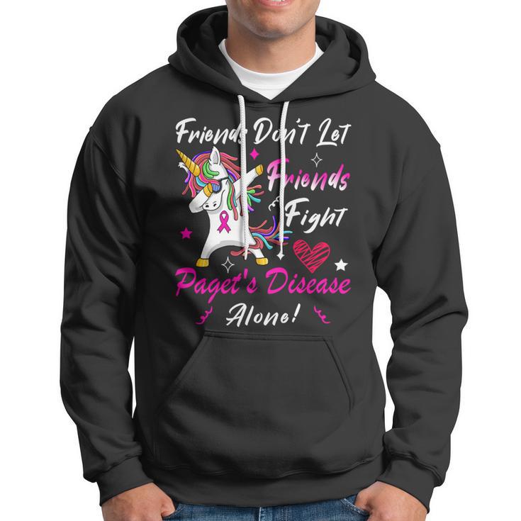 Friends Dont Let Friends Fight Pagets Disease Alone Unicorn Pink Ribbon Pagets Disease Pagets Disease Awareness Hoodie