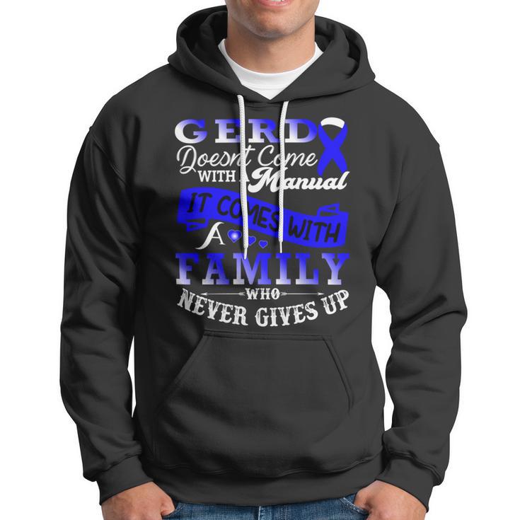 Gerd Doesnt Come With A Manual It Comes With A Family Who Never Gives Up Periwinkle Blue Ribbon Gastroesophageal Reflux Disease Gerd Awareness Hoodie