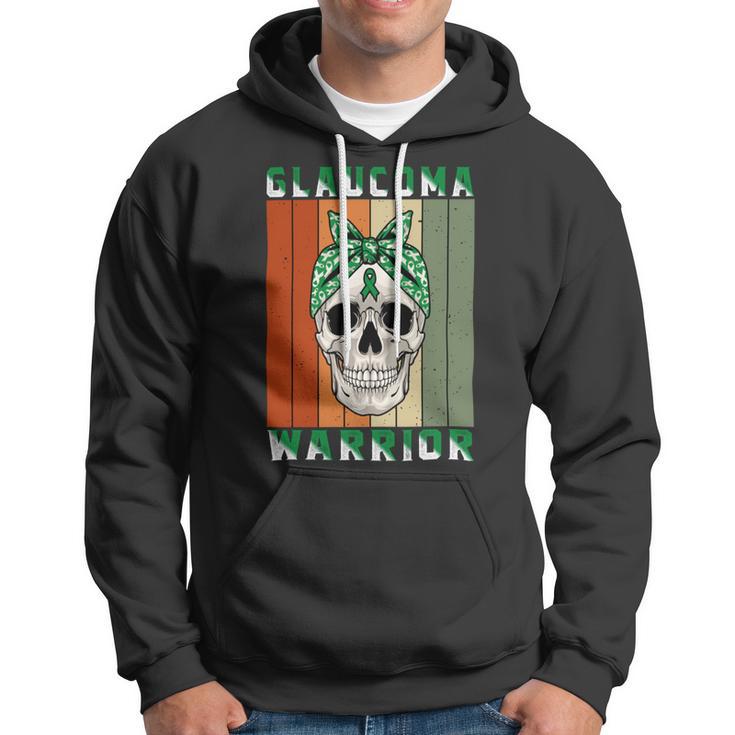 Glaucoma Warrior Skull Women Vintage Green Ribbon Glaucoma Glaucoma Awareness Hoodie