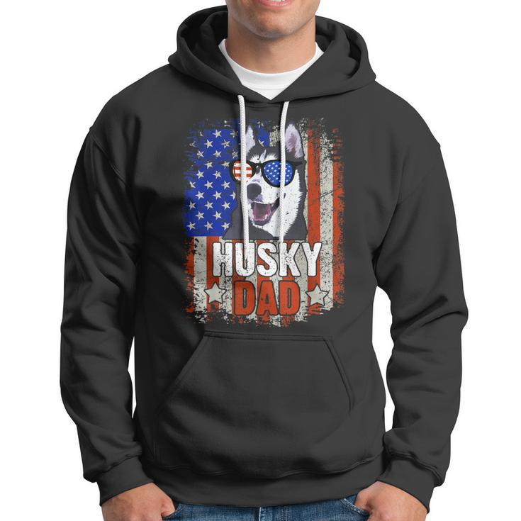 Husky Dad 4Th Of July American Flag Glasses Dog Men Boy Hoodie