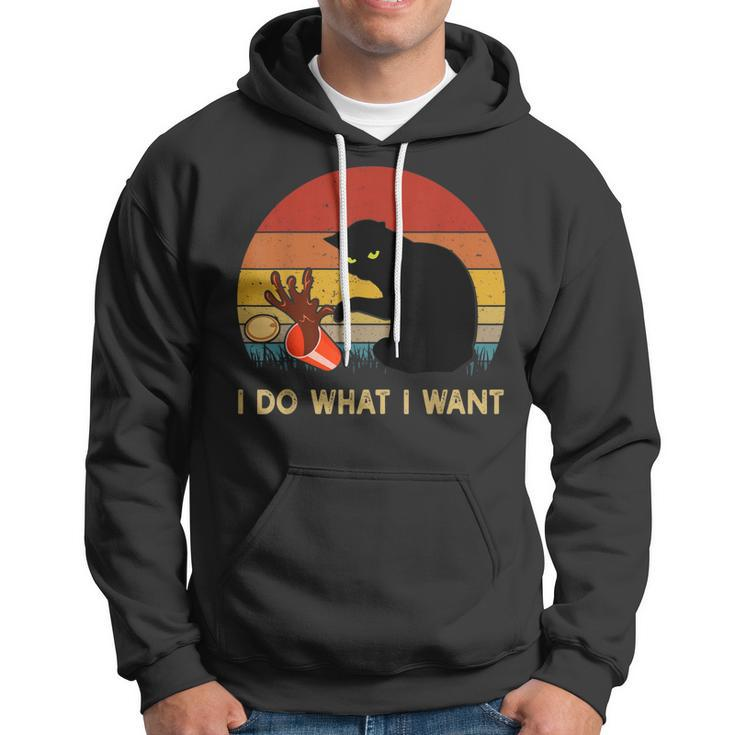 I Do What I Want Funny Black Cat Gifts For Women Men Vintage Hoodie