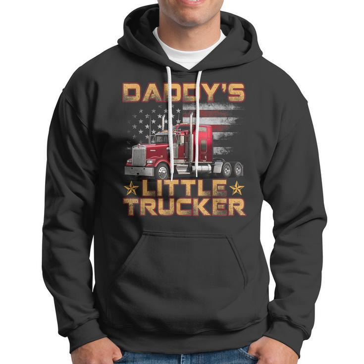 Kids Semi Truck Boys Gift Daddys Little Trucker Fathers Day Hoodie