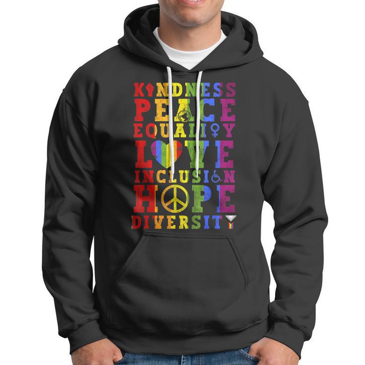 Kindness Equality Love Lgbtq Rainbow Flag Gay Pride Month Hoodie