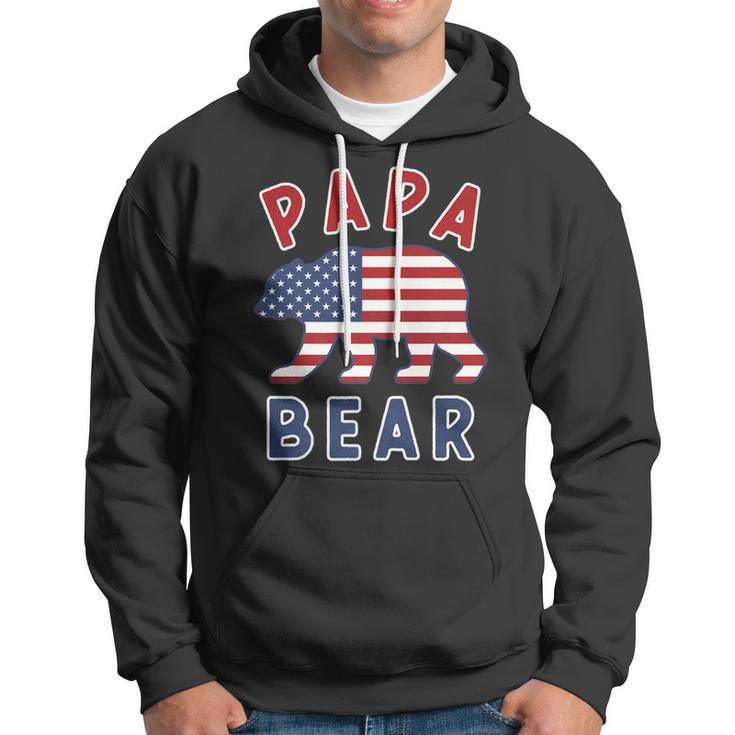 Mens American Flag Papa Bear 4Th Of July Usa Patriotic Dad V2 Hoodie