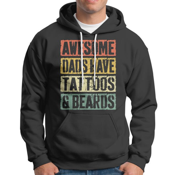 Mens Awesome Dads Have Tattoos And Beards Fathers Day V3 Hoodie