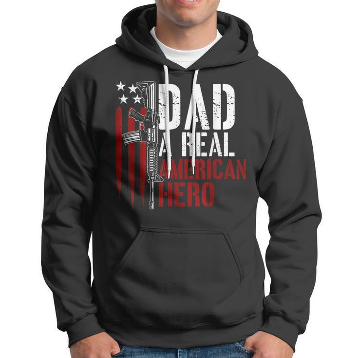 Mens Dad A Real American Hero Daddy Gun Rights Ar-15 4Th Of July Hoodie