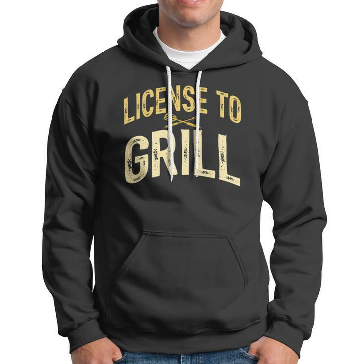 Mens Funny Dad Loves Bbq License To Grill Meat Smoking Vintage Hoodie