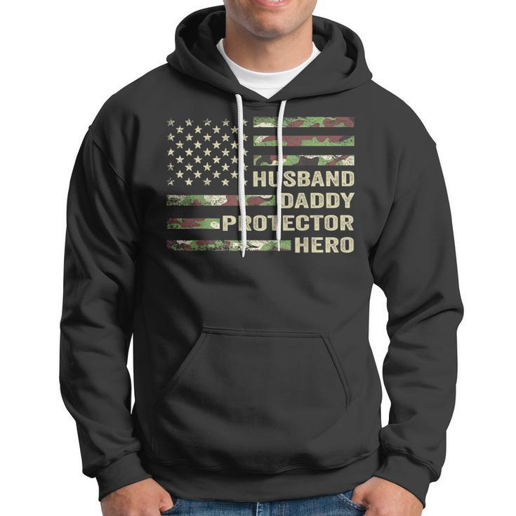 Mens Husband Daddy Protector Hero Fathers Day Flag Gift Hoodie