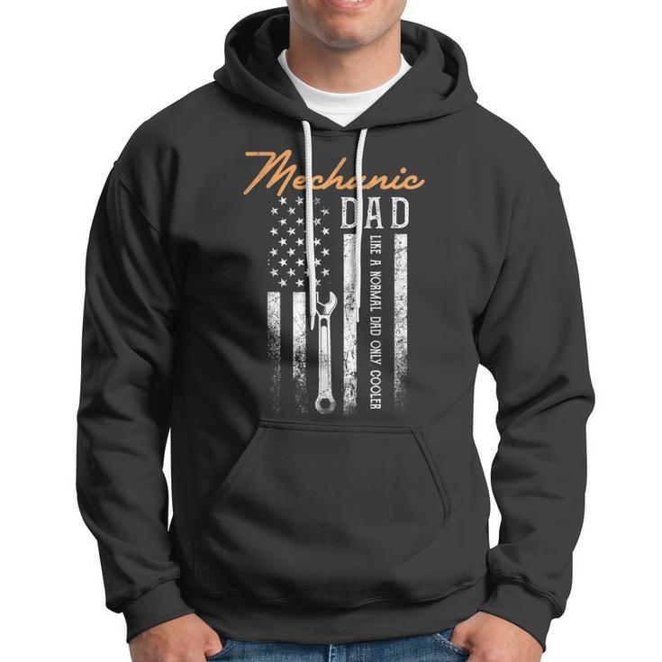Mens Mechanic Dad Like A Normal Dad Only Cooler Usa Flag Hoodie