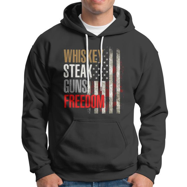Patriotic American Flag Whiskey Steak Guns And Freedom Hoodie