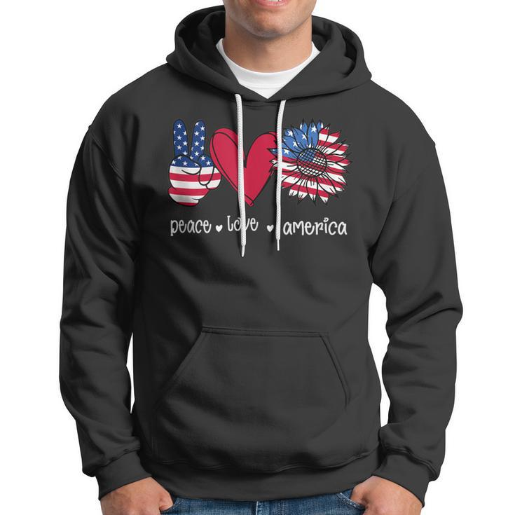 Peace Love America 4Th July Patriotic Sunflower Heart Sign V2 Hoodie