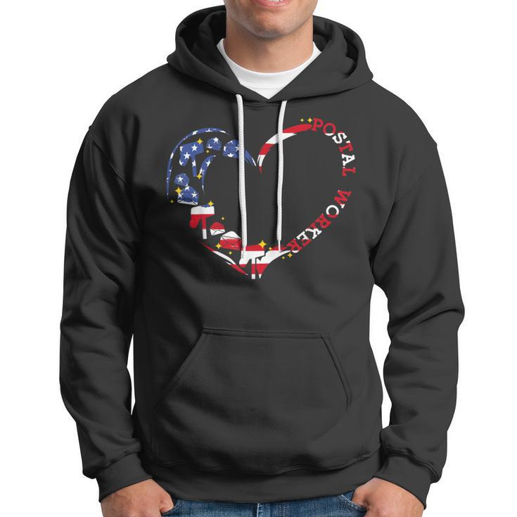 Postal Worker Patriotic Heart - Love Postal Mail Carrier Hoodie
