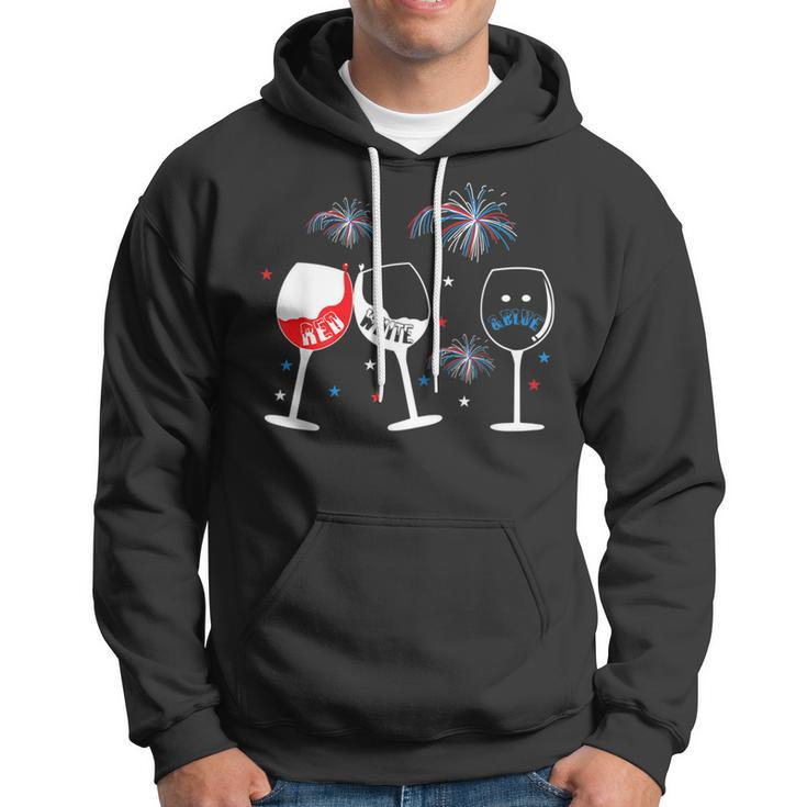Red White And Blue Funny Wine Glass For 4Th Of July Hoodie