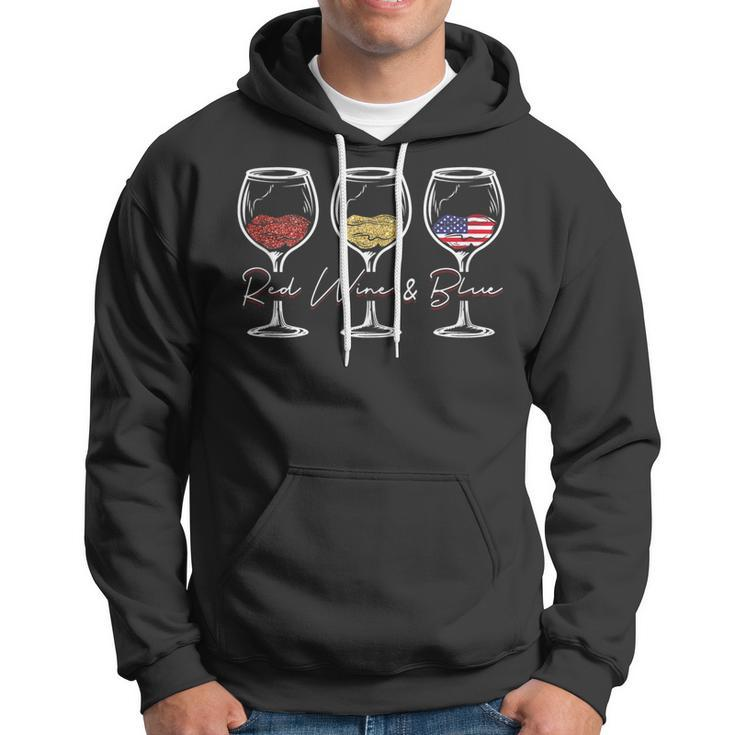 Red Wine & Blue 4Th Of July Wine Red White Blue Merica Usa Hoodie