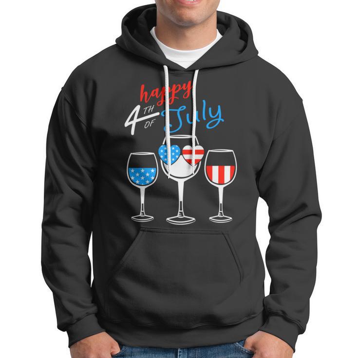 Red Wine Blue 4Th Of July Wine Red White Blue Wine Glasses V4 Hoodie