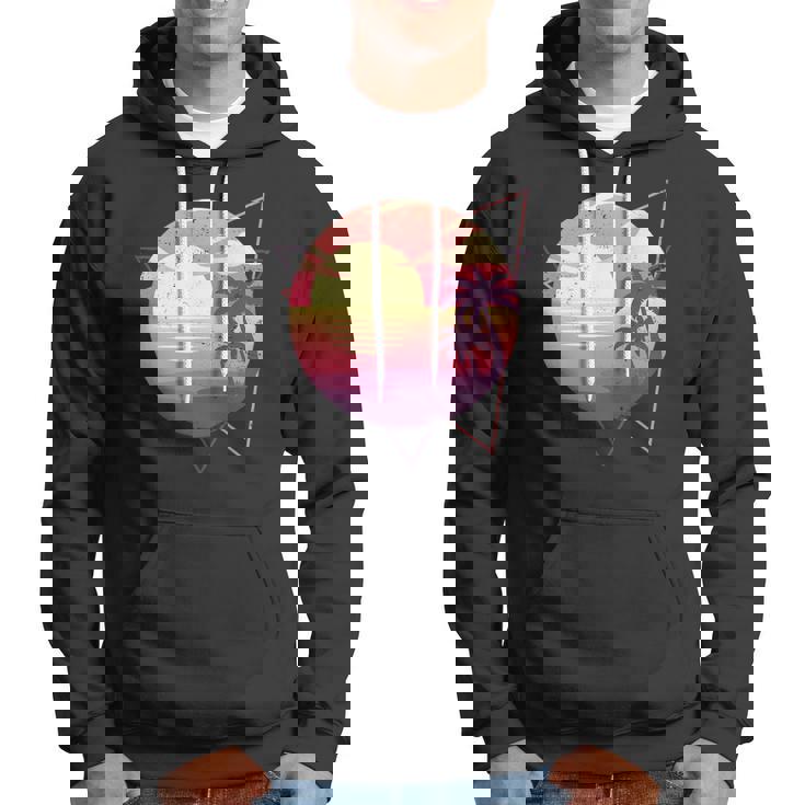 Retro 80S Vaporwave Aesthetic Tropical Sunset 90S Vaporwave Hoodie