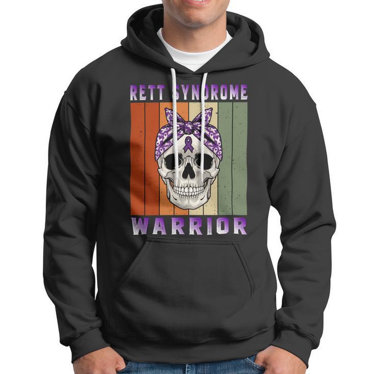 Rett Syndrome Warrior Skull Women Vintage Purple Ribbon Rett Syndrome Rett Syndrome Awareness Hoodie