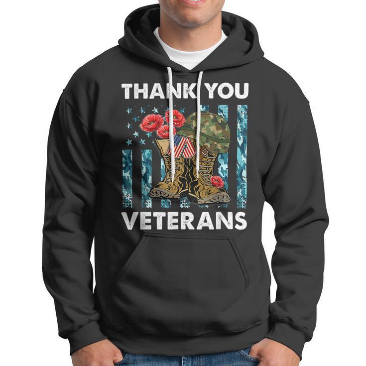 Thank You Veterans Combat Boots Poppy Veteran Day T-Shirt T-Shirt Hoodie