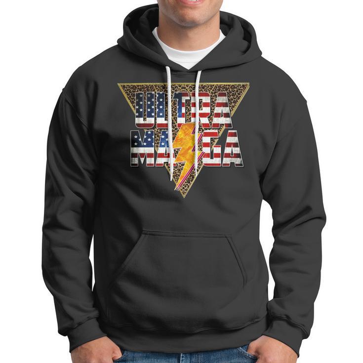 Ultra Maga Distressed Lightning Leopard Proud Ultramaga Gift Hoodie