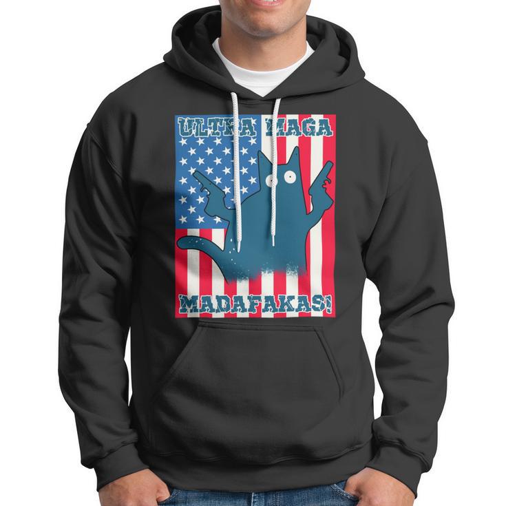 Ultra Maga Madafakas Cat American Flag Hoodie