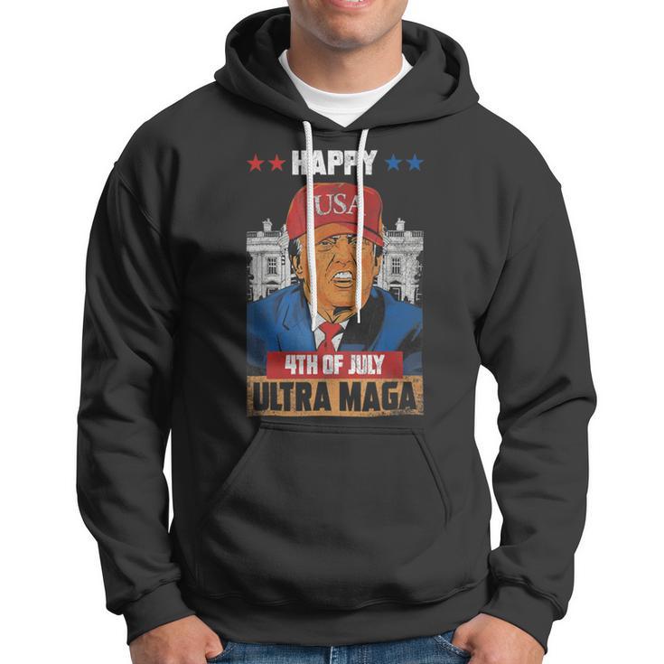 Ultra Maga Trump Happy 4Th Of July American Flag Hoodie