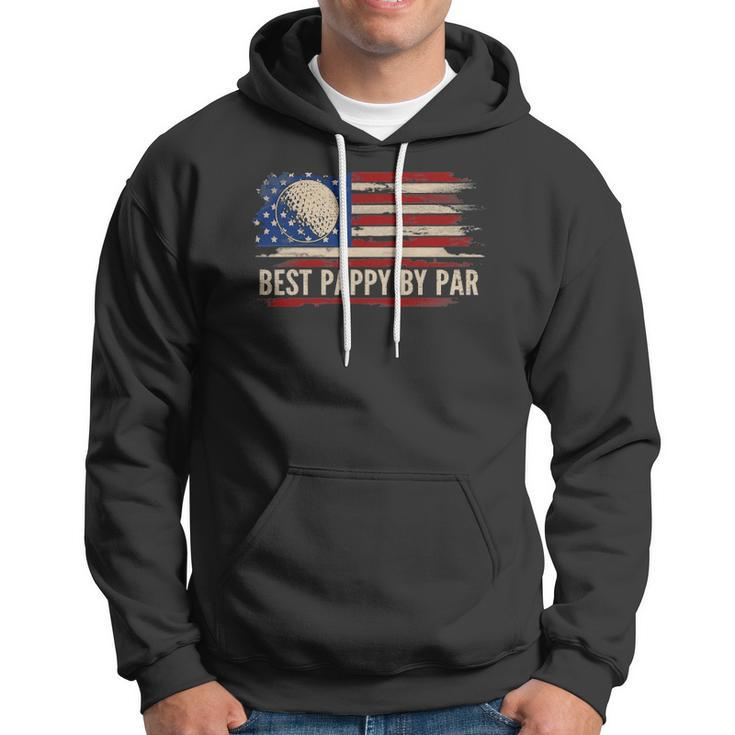Vintage Best Pappy By Par American Flag Golf Golfer Gift Hoodie