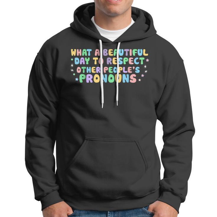 What Beautiful Day To Respect Other Peoples Pronouns Lgbt Hoodie