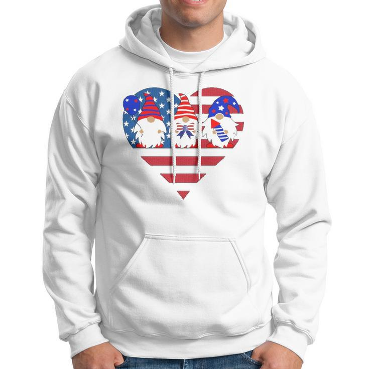 4Th Of July Gnomes American Flag Heart Fireworks Gnomes Hoodie