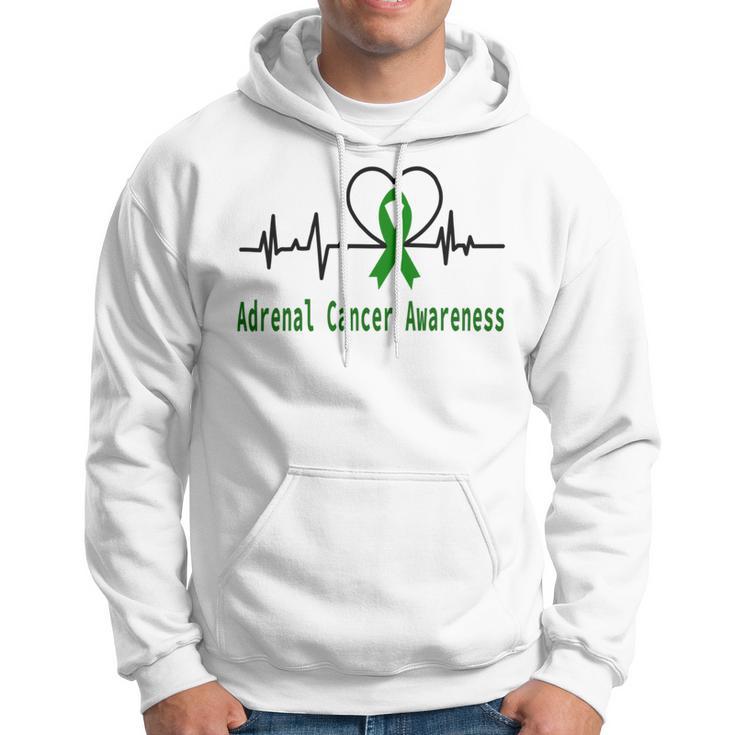 Adrenal Cancer Awareness Heartbeat Green Ribbon Adrenal Cancer Adrenal Cancer Awareness Hoodie