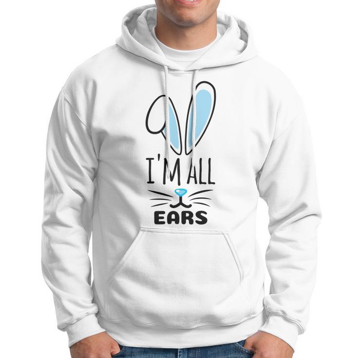 Funny Cute Pastel Blue Bunny Im All Ears Rabbit Happy Easter Day Gift For Girls Women Mom Mommy Family Birthday Holiday Christmas Hoodie