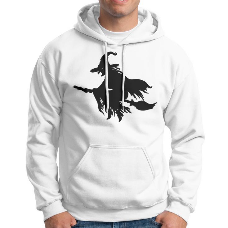 Halloween Scary Old Witch On Broom Art Design Pattern Hoodie