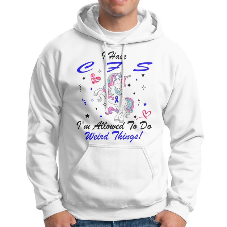 I Have Chronic Fatigue Syndrome Cfs Im Allowed To Do Weird Things Unicorn Blue Ribbon Chronic Fatigue Syndrome Support Cfs Awareness Hoodie