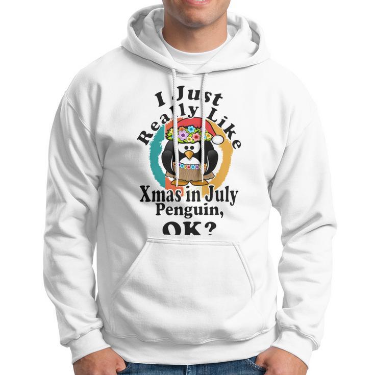 I Really Like Xmas In July Penguin Ok Hoodie