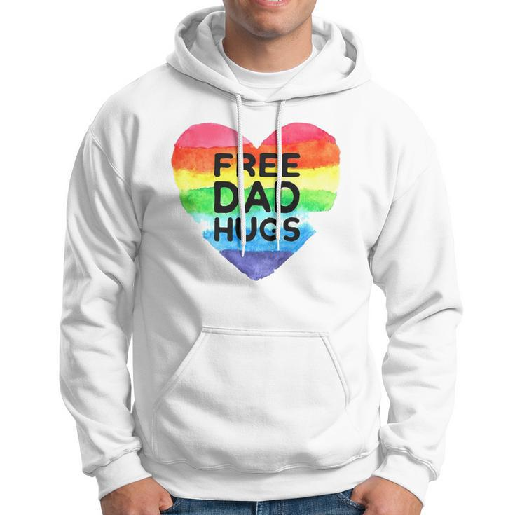 Mens Free Dad Hugs Rainbow Heart Flag Gay Lgbt Pride Month Hoodie