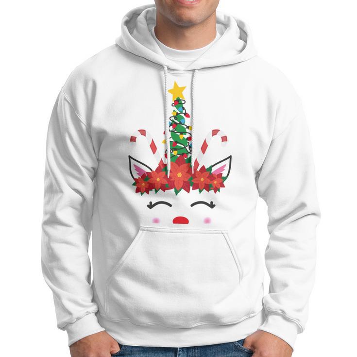 New Christmas Unicorn Face Santicorn Poinsettia Crown Cute V2 Hoodie