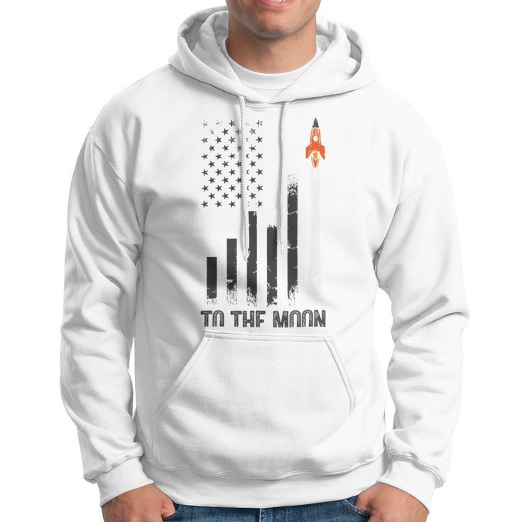 Official To The Moon Distressed Us Flag Stock Market Amc Gme Investor Cryptocurrency Investor Funny Hoodie