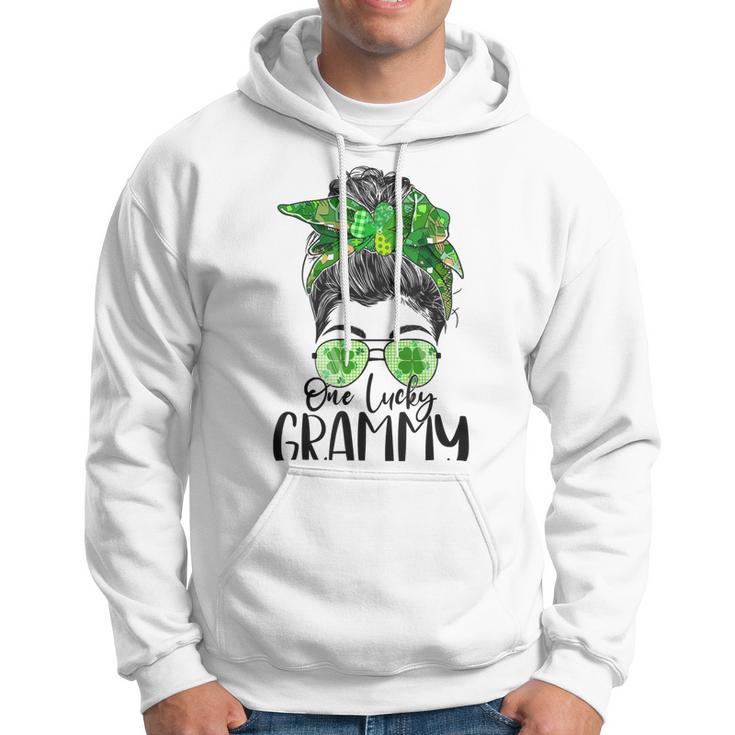 One Lucky Grammy Messy Bun Lucky Shamrock St Patricks Day Hoodie