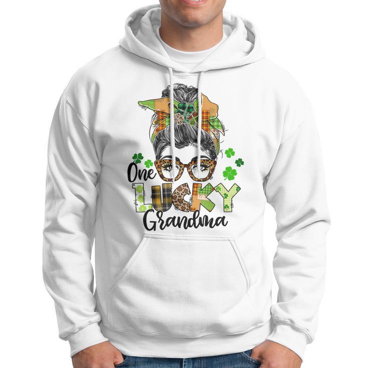 One Lucky Grandma Shamrock Plaid Leopard St Patricks Day Hoodie