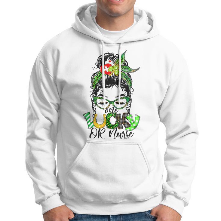 One Lucky Or Nurse Messy Bun Shamrock St Patricks Day Irish Hoodie