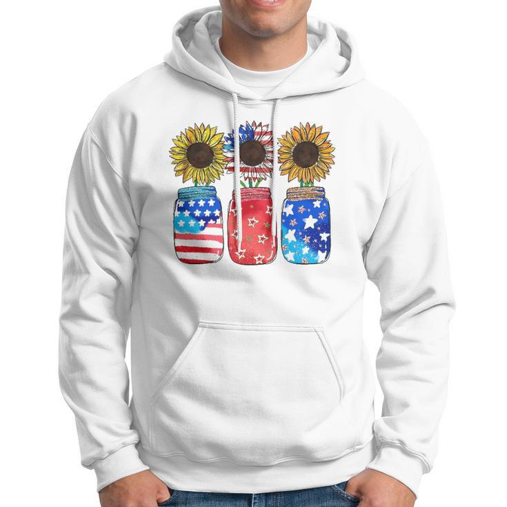 Patriotic Jar Sunflower American Flag Funny 4Th Of July Hoodie