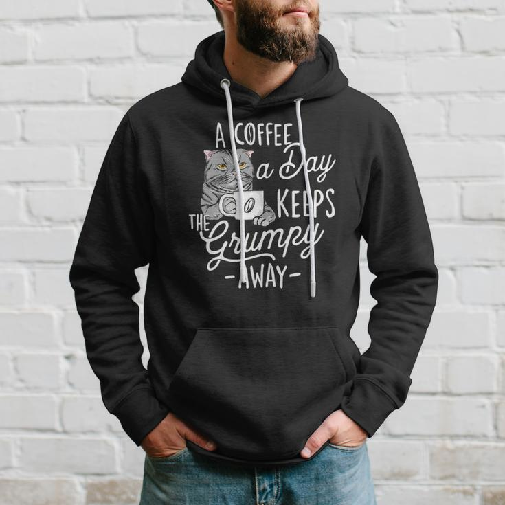 A Coffee A Day Keeps The Grumpy Away - Coffee Lover Caffeine Hoodie Gifts for Him