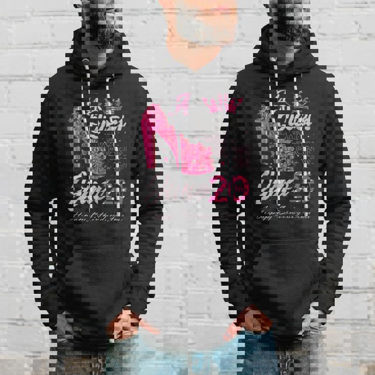 A Queen Was Born On June 20 High Heels June 20Th Birthday Hoodie Gifts for Him